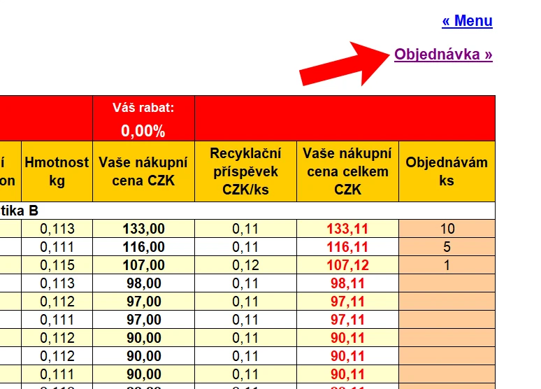 Tlačítko Objednávka