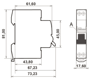 Rozměrové schema jističe BONEGA<sup>®</sup> E6000 E